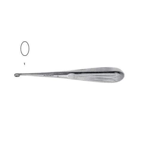 Miltex Curette Mastoid Spratt-Brun Meister-Hand 6-1/2" #1 Oval Cup Tip SS Each - Integra Miltex - MH19-710