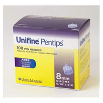 National Distribution & Contra Needle 31gx5/16" Unifine Pentip Insulin Pen 8mm Tip Conventional 100/Bx - OWM AN3530