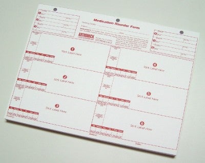 capsa Dimension Medication Reorder Form - Pad Of 100 Sheets