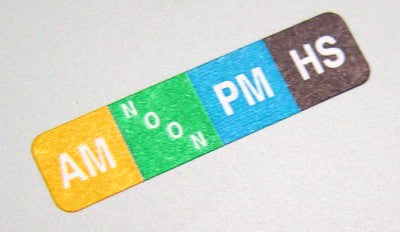 capsa Select Series 7+ Time Bar Label - AM, Noon, PM & HS - Roll Of 500