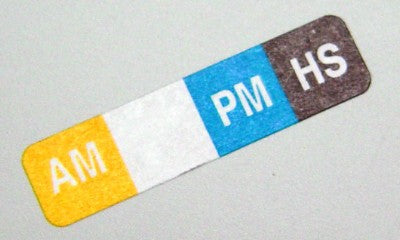 capsa Select Series 7+ Time Bar Label - AM, PM & HS - Roll Of 500