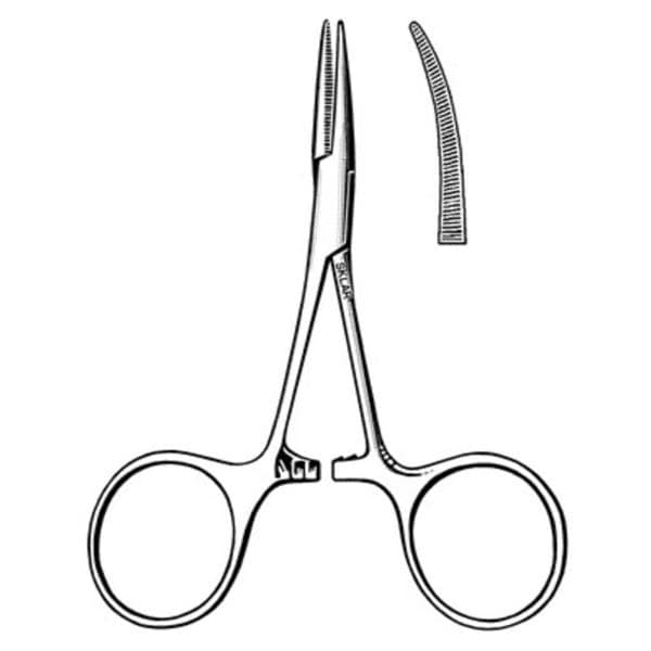Sklar Instruments Forcep Hartmann Mosquito 3-1/2" Serrated Curved Stainless Steel Each - 17-1232