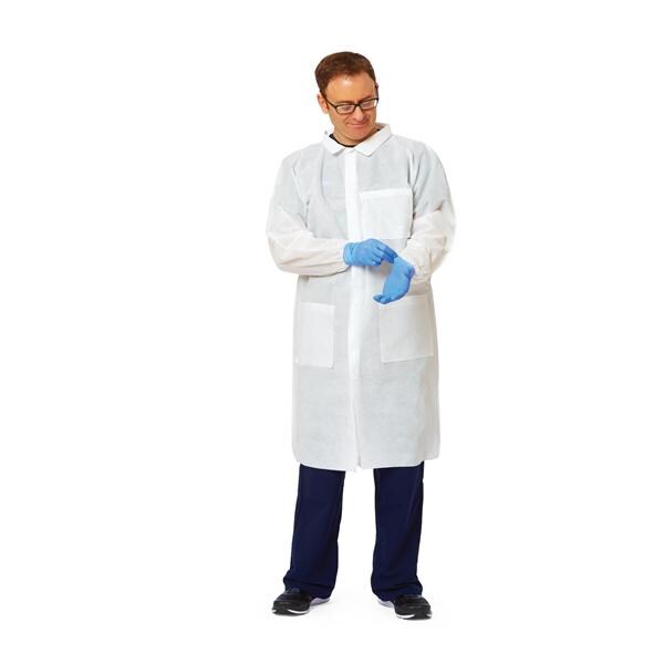 Medline Industries Inc Lab Coat Protective Disposable Antstc NWvn PP Medium White 30/Ca - NONSW100M