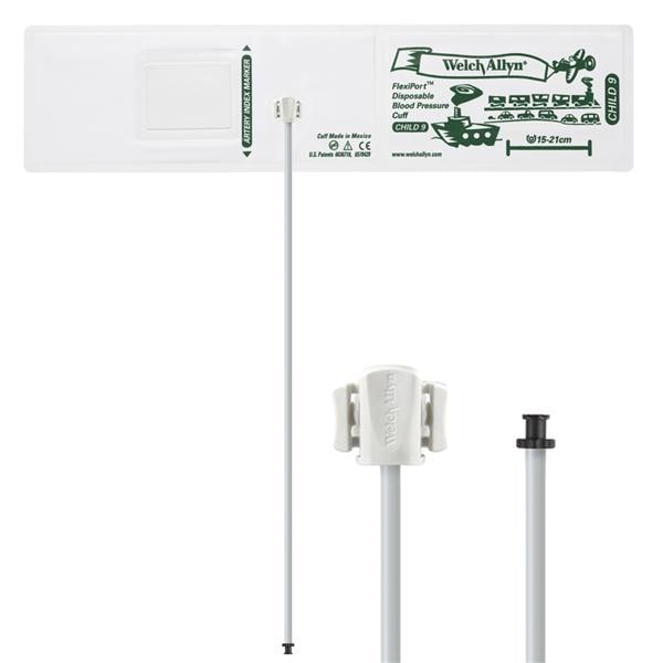 Welch Cuff Blood Pressure FlexiPort 15-21cm Child Size 9 Arm White/Green 20/Package - Allyn - SOFT-09-1TP