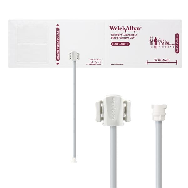 Welch Cuff Blood Pressure FlexiPort 32-43cm Lg Adlt 12 Arm White/Burgundy 20/Package - Allyn - SOFT-12-1MQ