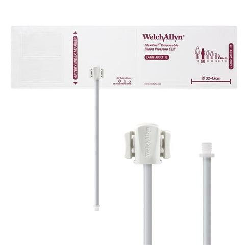 Welch Cuff Blood Pressure FlexiPort 32-43cm Lg Adlt 12 Arm White/Burgundy 20/Package - Allyn - SOFT-12-1SC