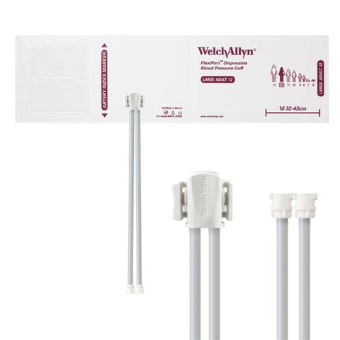 Welch Cuff Blood Pressure FlexiPort 32-43cm Lg Adlt 12 Arm White/Burgundy 20/Package - Allyn - SOFT-12-2MQ