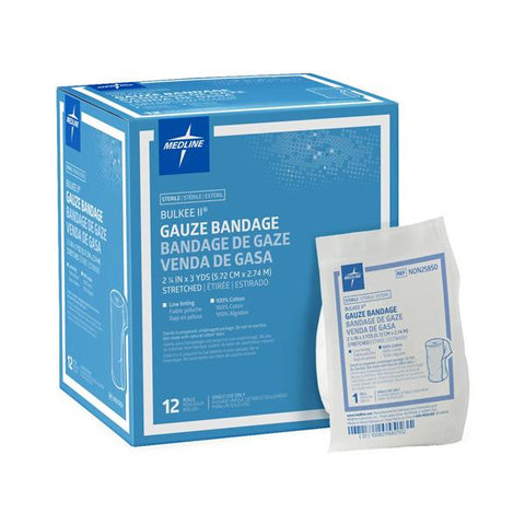 Medline Industries Inc Bandage Bulkee II 2.25"x3yd Gauze Cotton Roll LF Sterile 96/Ca - NON25850