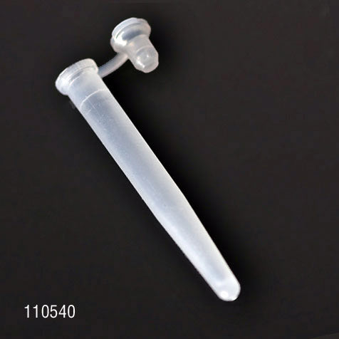 Globe Scientific 500uL (0.5mL) Microcentrifuge Tube, 6 x 44mm, PE, Attached Plug Cap - GS-110540