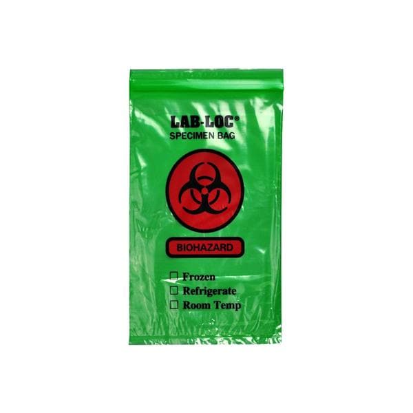Elkay Plastics, Co, Inc Lab-Loc Specimen Transport Bag Green Reclosable Closure 1000/Ca - LAB20609GR