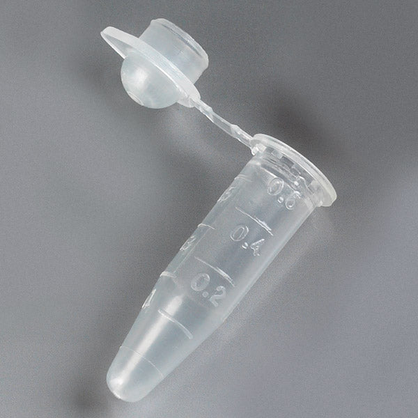 Globe Scientific PCR Tube, 0.6mL, Thin Wall, PP, Attached Dome Cap, Graduated, Natural - GS-110572N