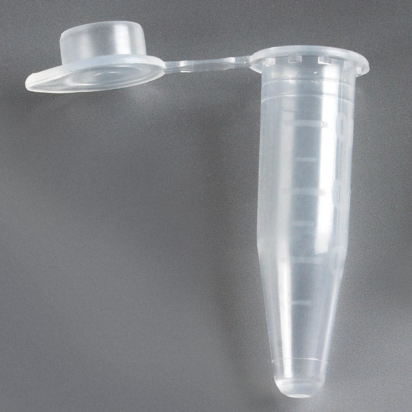 Globe Scientific PCR Tube, 0.6mL, Thin Wall, PP, Attached Flat Top Cap, Graduated, Natural - GS-110573N