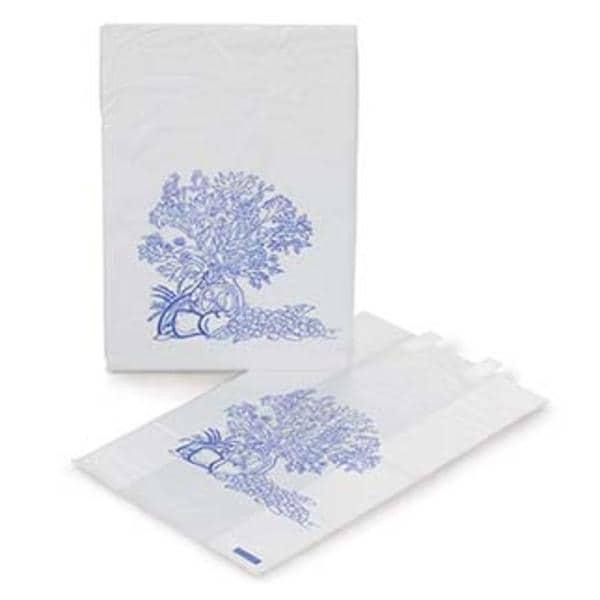 Medegen Medical Products, LLC Bag Bedside White/Blue Floral 7x11-1/2x3-1/2" HDPE 2000/Ca - 50-45