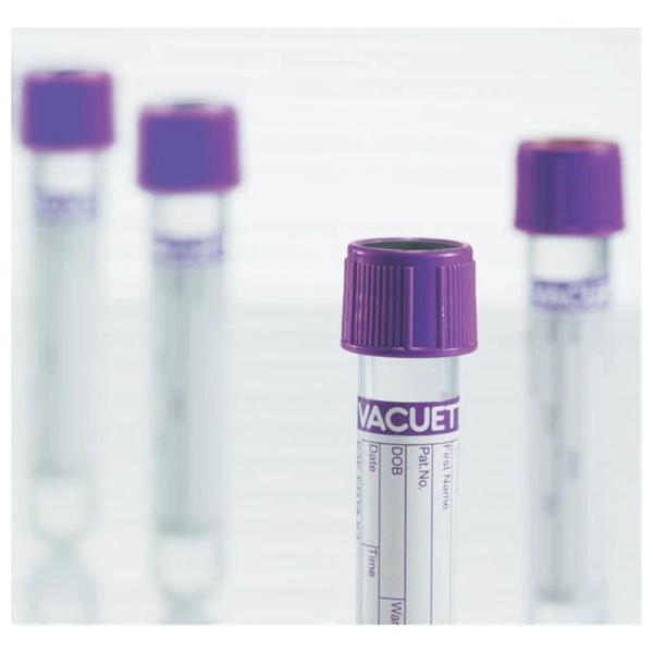 Greiner Vacuette Tube Venous Blood Collection Vacuette 9mL 13x100 Plstc K3EDTA Lav/Blk 50/Package - 22040037