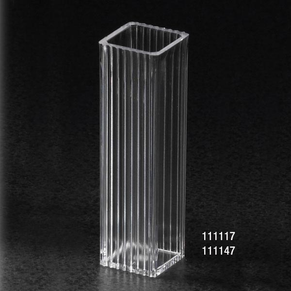 Globe Scientific Cuvette, Spectrophotometer, Square, 4.5mL (10mm), UV Grade Methacrylate, 2 Clear Sides, 100 of Tray, 5 Trays of Unit - GS-111147