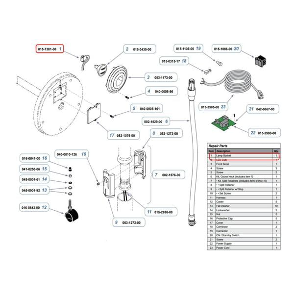 Midmark Corporation Socket Lamp For 250/151/152 Exam Light Each - 015-1381-00