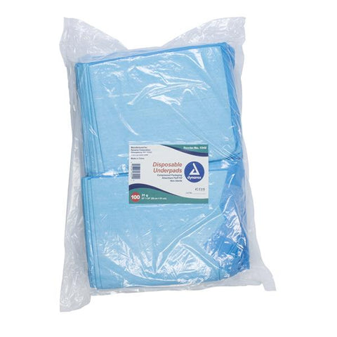 Dynarex Corporation Underpad Unisex 31 Gram 23x24" High White/Blue 200/Ca - 1342