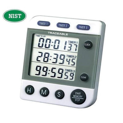 Marketlab Traceable Three Line Timer 99 Hours, 59 Minutes, 59 Seconds Audible Alarm Each - 4014