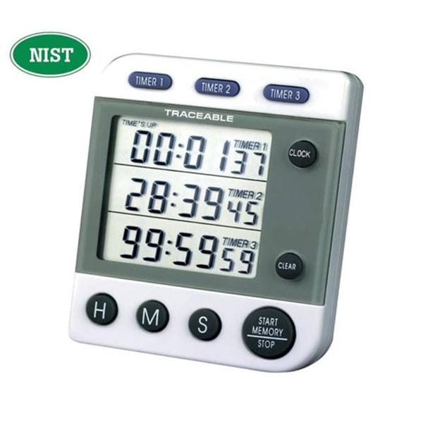 Marketlab Traceable Three Line Timer 99 Hours, 59 Minutes, 59 Seconds Audible Alarm Each - 4014