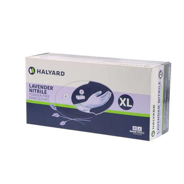 O & M Halyard Gloves Exam Lavender Nitrile PF Nitrile Latex-Free 9.5 in XL Lavender 230/Bx, 10 BX/CA - 52820