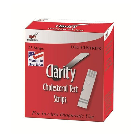 Diagnostic Test Group Clarity Total Cholesterol Test Strips CLIA Waived 25/Bx - DTG-CHSTRIPS