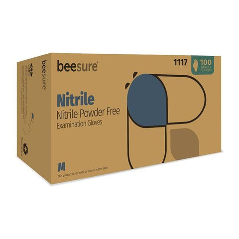EcoBee Gloves Exam BeeSure Powder-Free Nitrile Latex-Free Small Light Blue 100/Bx, 10 BX/CA - BE1116
