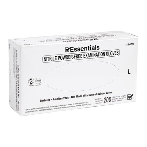 Essentials Healthcare Products Gloves Exam Essentials Powder-Free Nitrile Latex-Free Large Periwinkle 200/Bx, 10 BX/CA - 1126768