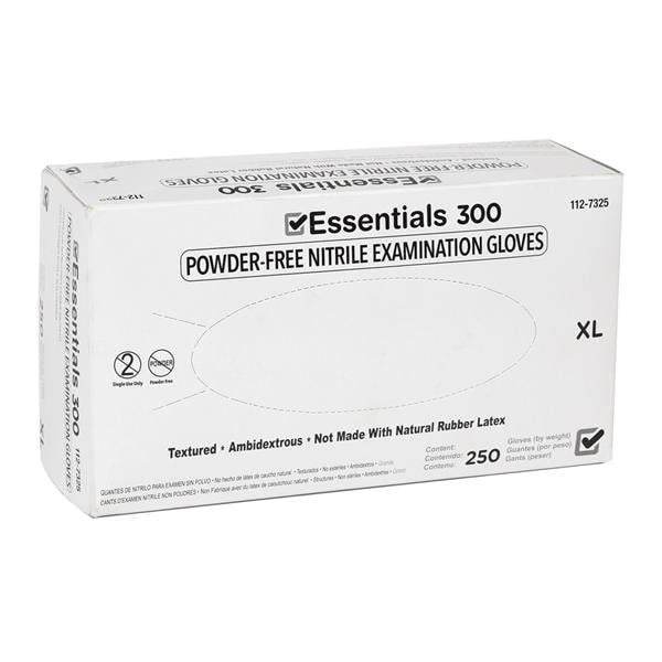 Essentials Healthcare Products Gloves Exam Essentials 300 Powder-Free Nitrile Latex-Free X-Large Indigo 250/Bx, 10 BX/CA - 1127325