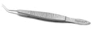 RUMEX Faulkner Lens Holding Forceps, Angled shafts, Smooth Jaws, Length 105 mm, Stainless Steel