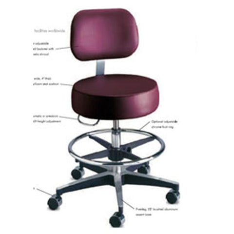 Brewer Company Stool Exam Century Series Black Casters Adjustable Backrest 5 Leg Each - 11001BVFR-DAV013