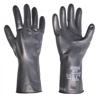 Honeywell Safety Products Gloves Safety Not Chemo Approved Butyl Latex-Free 11 in Sm 7 NS Black 1/Pr - B131/7