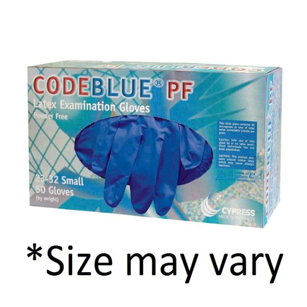 Cypress Medical Products Gloves Exam Code Blue Powder-Free Latex 12 in Medium Blue 500/Ca - 23-34