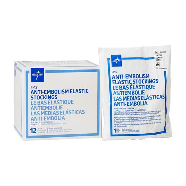 Medline Industries Inc Stocking Anti-Embolism EMS Knee High Open Toe XL/Long White 12Pr/Bx - MDS160688