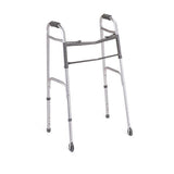 Medline Industries Inc Walker 300lb Capacity Gray 3" Front Wheels 17.5"x32-38" 2 Button Adult 4/Ca - MDS86410W4