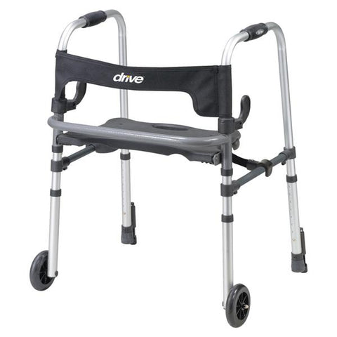 Drive Medical Designs Walker Pt Clever-Lite LS 300lb Gry/Blk 5Whl 27x29.5-39" Push-Down Brakes Adlt Each - 10233