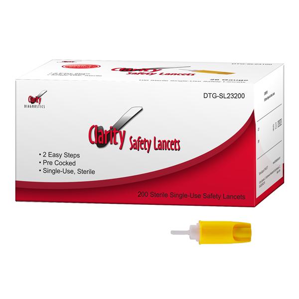 Diagnostic Test Group Lancet Clarity 23gx2.2mm 40-60uL Flow Sterile Green/White Incision Device 200/Bx - DTG-SL23200