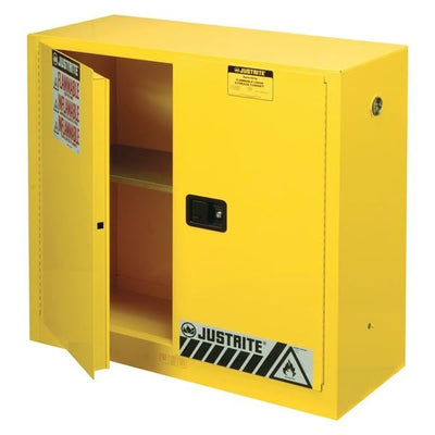 Justrite Manufacturing Cabinet Sure-Grip EX 2 Doors/1 Shelf Steel U-Loc Hndl Flmbls 18x43x44 Ylw Eachch - 191202333