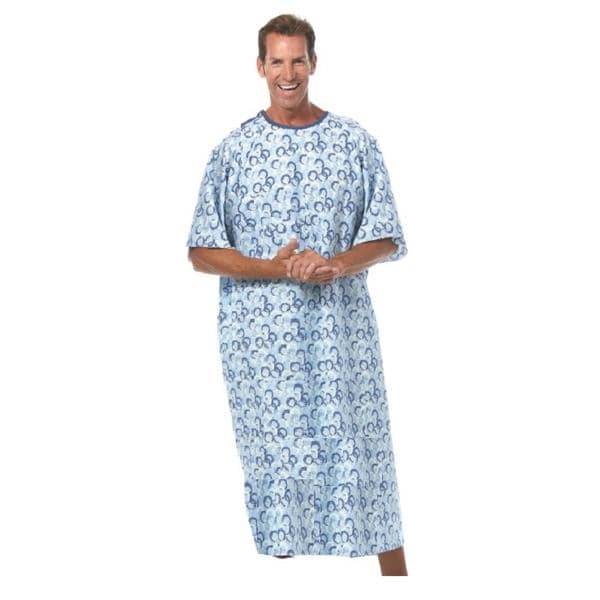 Fashion Seal Gown Patient Polyester / Cotton Sheeting 1Sz 51" Unsx Blu Flgr Ang Bck Adlt Each - 727
