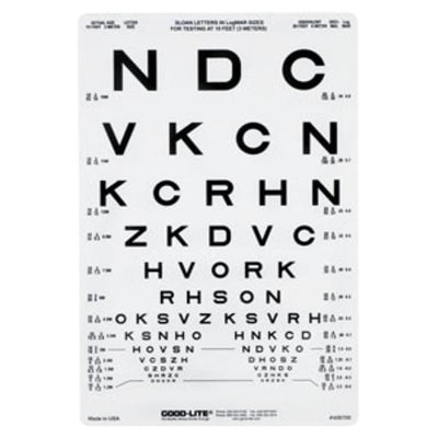 Good Chart Vision Testing 10' Testing Distance 14x9" Eachch - Lite Co - 600705