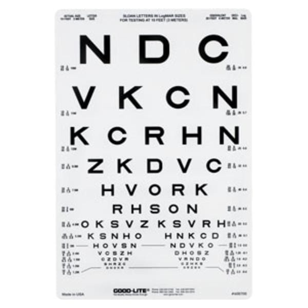 Good Chart Vision Testing 10' Testing Distance 14x9" Eachch - Lite Co - 600705