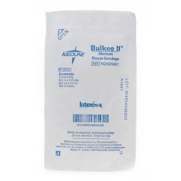 Medline Industries Inc Bandage Bulkee II 3.4"x3yd Gauze Cotton Roll LF Sterile 96/Ca - NON25861