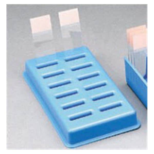 JAC Medical Products Microscope Slide Storage Holder Blue 12 Position 16-8/10x9-8/10x2-2/10" Each - 22038396