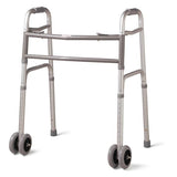 Medline Industries Inc Walker 500lb Capacity Gray 5" Front Wheels 20.5x33.5-43.25" 2Btn Adult 1Ea/Ca - MDS86410XWW