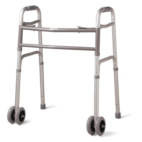 Medline Industries Inc Walker 500lb Capacity Gray 5" Front Wheels 20.5x33.5-43.25" 2Btn Adult 1Ea/Ca - MDS86410XWW
