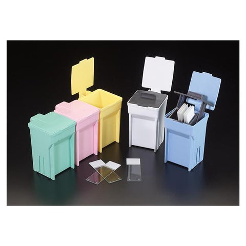 Simport Plastics Ltd. Slide Staining Jar w/o Rack 64x76x92mm Hinged Lid Yellow Acetal Plastic 6/Ca - M900-12Y