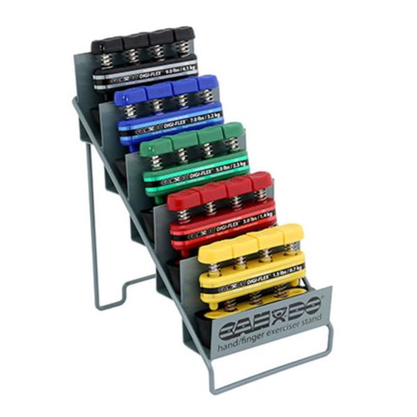 Fabrication Enterprises Exerciser Flexion CanDo Digi-Flex 5Pc St Yw/Rd/Grn/Bl/Blk W/ Mtl Rck Each - 10-0749