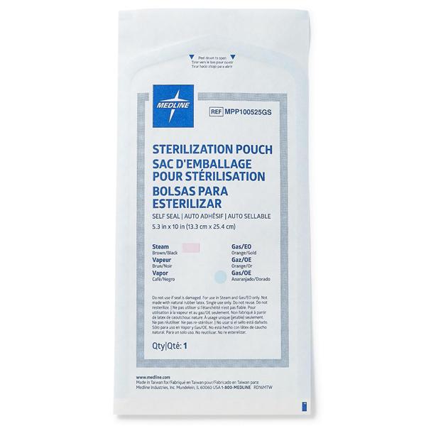 Medline Industries Inc Pouch Sterilization 5.25 in x 10 in White / Blue No Md frm Ltx 2000/Ca - MPP100525GS
