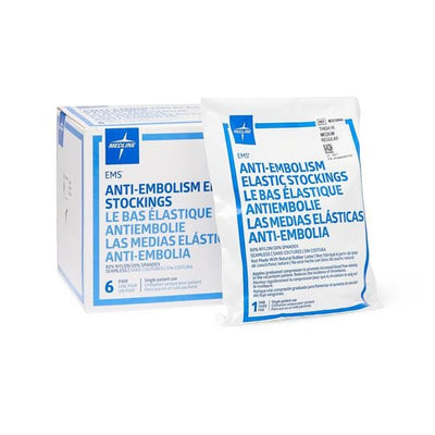 Medline Industries Inc Stocking Anti-Embolism EMS Thigh High Open Toe Medium 12-15" White 6Pr/Bx - MDS160844