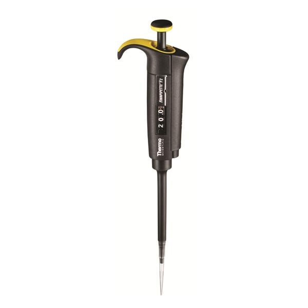 Fisher Scientific Co. Finnpipette F2 Adjustable Volume Pipette 10-100uL Graduated Yellow Each - 4642070