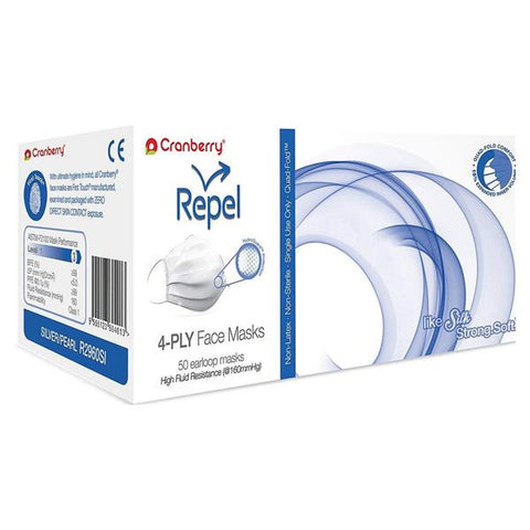 Pro2 Solutions, Inc Mask Procedure Repel ASTM Level 3 Quad Fold Silver / Pearl 50/Bx - R2960SI